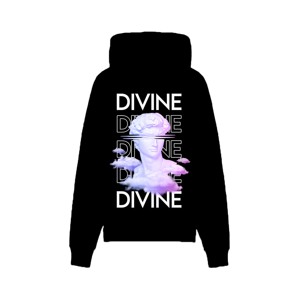 Biblical david graphic hoodie streetwear styleblack from divine clothing uk