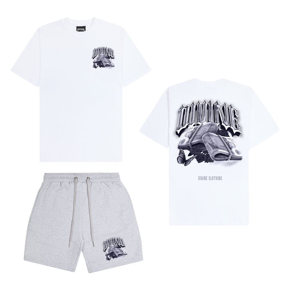 PINNACLE SHORTS SET - WHITE/GREY