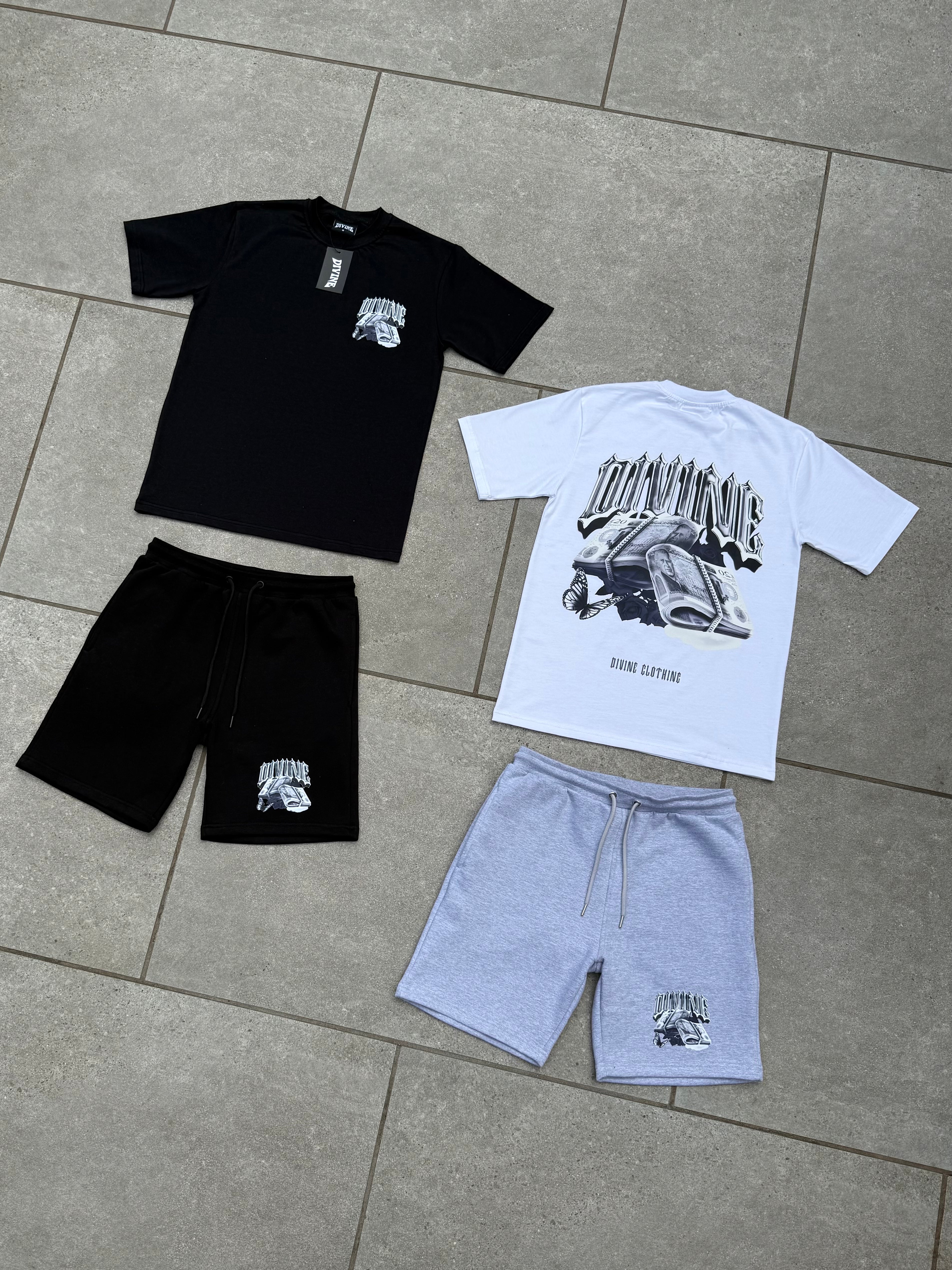 PINNACLE SHORTS SET - WHITE/GREY