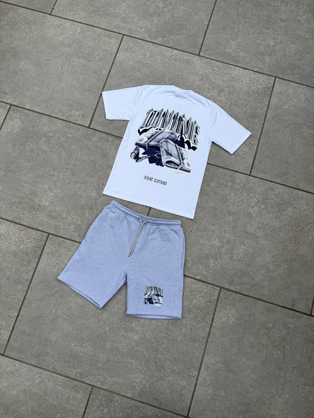 PINNACLE SHORTS SET - WHITE/GREY