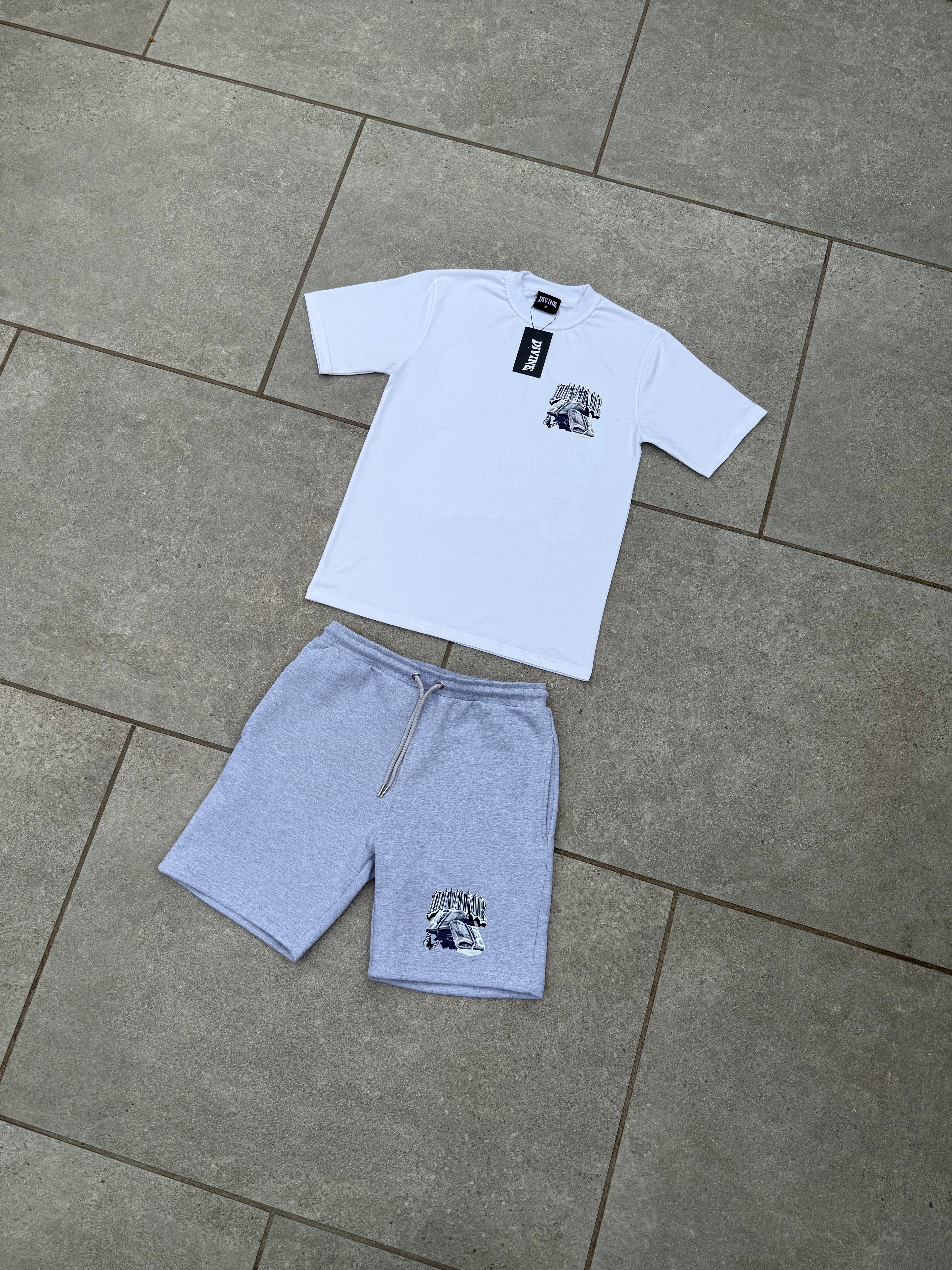 PINNACLE SHORTS SET - WHITE/GREY